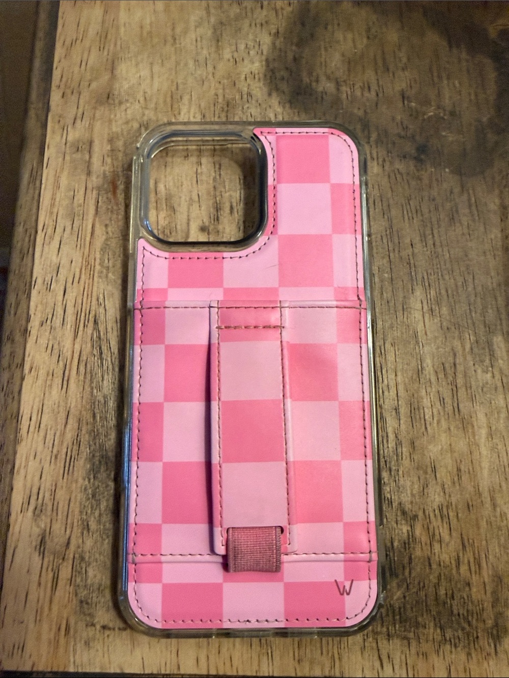 Pink Walli Checkered Phone Case with Strap